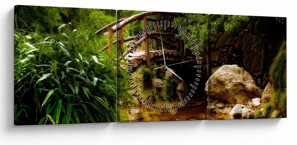 Obraz - Most nad rzeką (z zegarem) (90x30 cm)