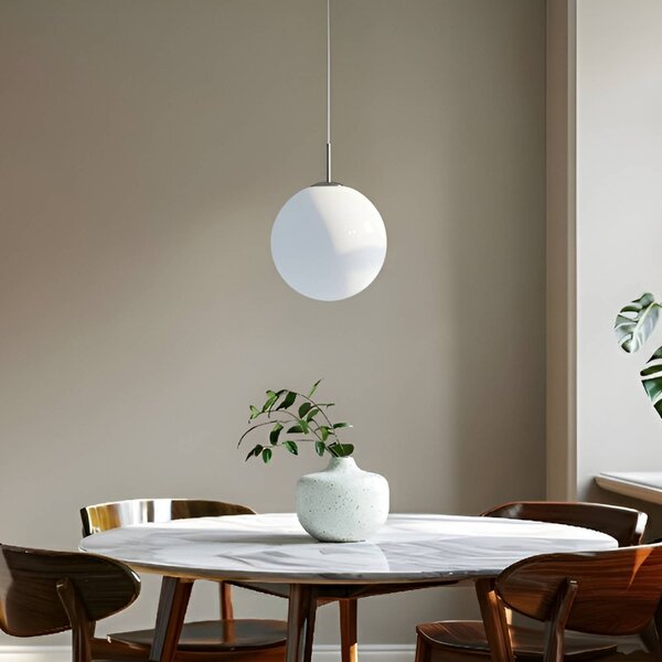 Lampa wisząca szklana Marike Lindby, możliwość ściemniania, biały / opal, salon / jadalnia, szkło, nowoczesny
