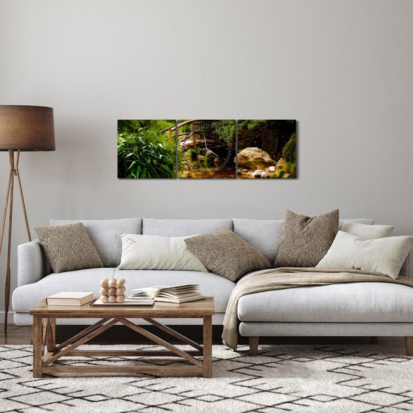 Obraz - Most nad rzeką (z zegarem) (90x30 cm)