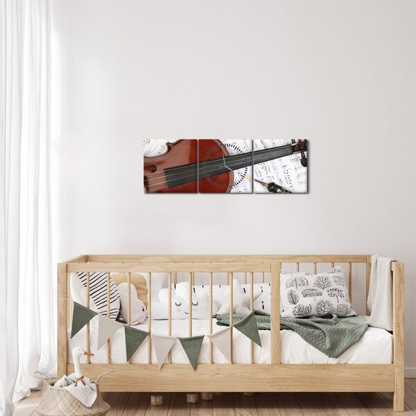 Obraz - Instrumenty muzyczne (z zegarem) (90x30 cm)