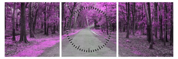Obraz - Ścieżka przez park (z zegarem) (90x30 cm)