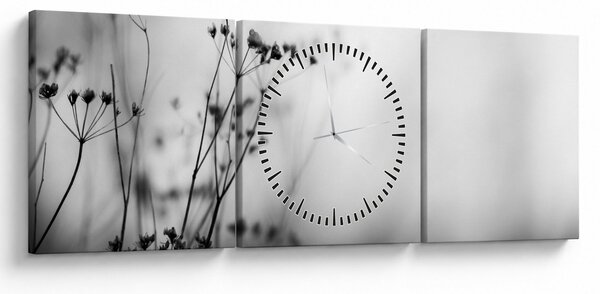 Obraz - Detal kwiatów polnych (z zegarem) (90x30 cm)