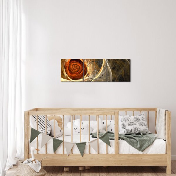 Obraz - Róża w artystycznym duchu (z zegarem) (90x30 cm)