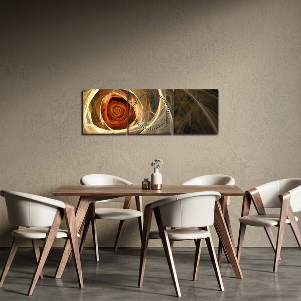 Obraz - Róża w artystycznym duchu (z zegarem) (90x30 cm)