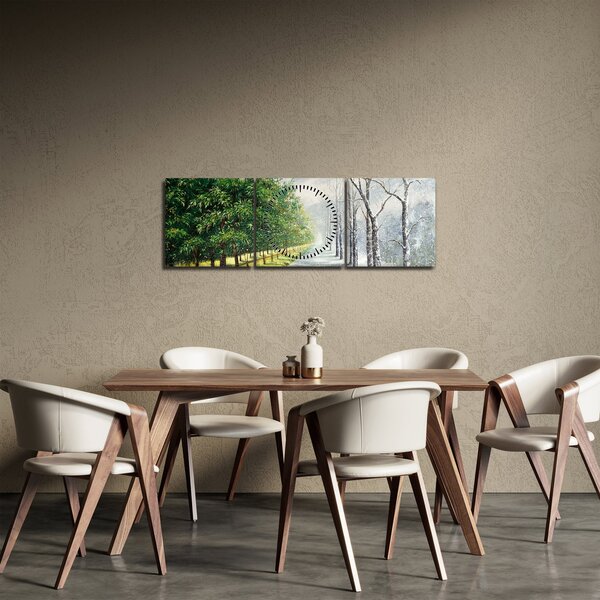 Obraz - Zima kontra lato (z zegarem) (90x30 cm)