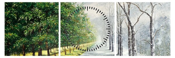 Obraz - Zima kontra lato (z zegarem) (90x30 cm)