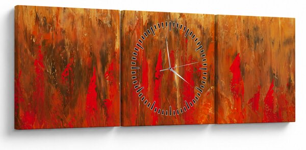 Obraz malowanej abstrakcji (z zegarem) (90x30 cm)