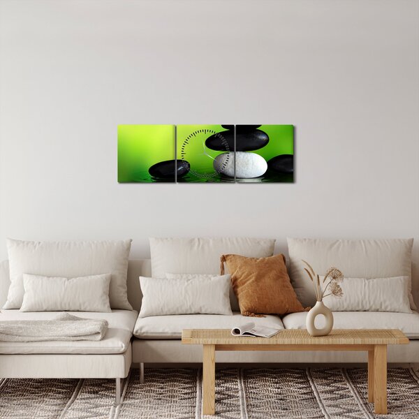 Obraz - Kamienie do relaksu (z zegarem) (90x30 cm)