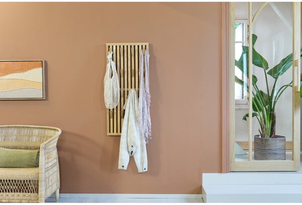 Panel z wieszakami do przedpokoju z litego drewna dębowego w naturalnym kolorze 46x100x8 cm Parco – Spinder Design
