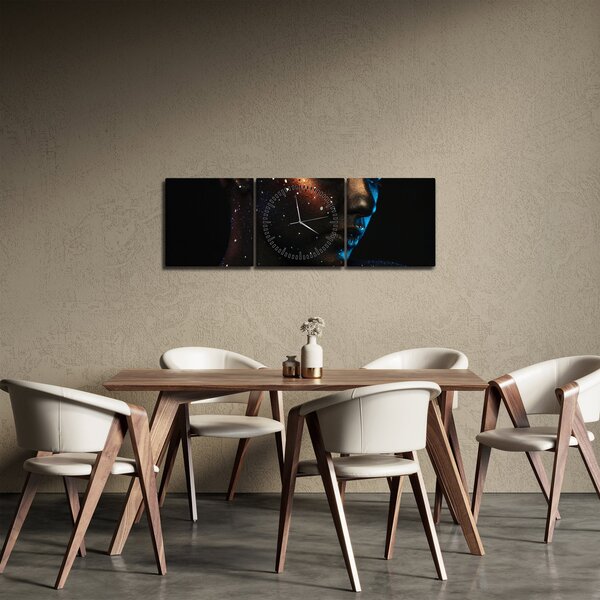 Błyszczący obraz kobiety (z zegarem) (90x30 cm)