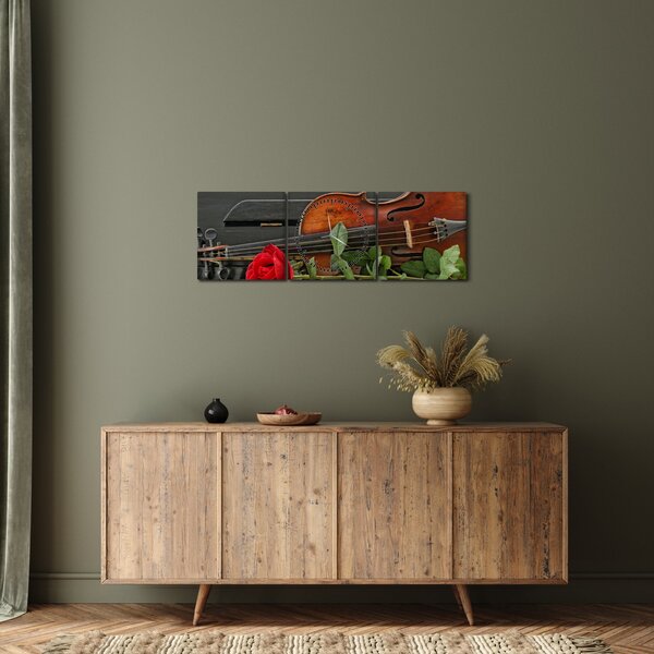 Obraz - Pamięć muzyka (z zegarem) (90x30 cm)