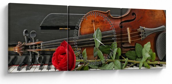 Obraz - Pamięć muzyka (z zegarem) (90x30 cm)