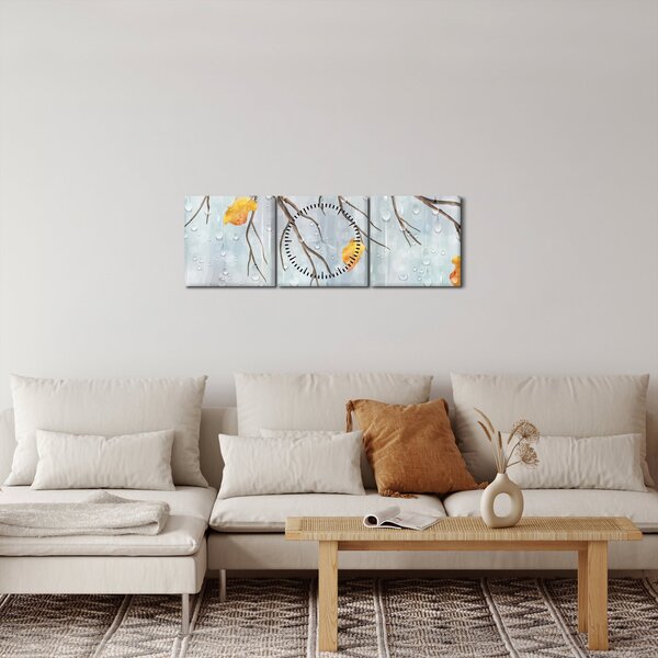 Obraz - Deszczowa jesień (z zegarem) (90x30 cm)