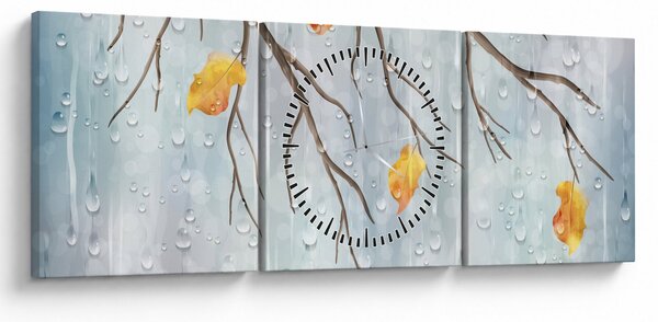Obraz - Deszczowa jesień (z zegarem) (90x30 cm)