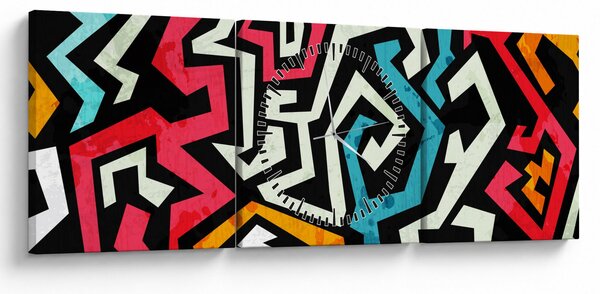 Obraz abstrakcji graficznej (z zegarem) (90x30 cm)