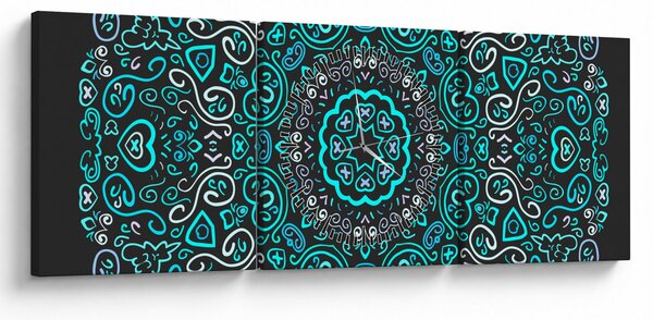 Obraz abstrakcji ozdobnej (z zegarem) (90x30 cm)