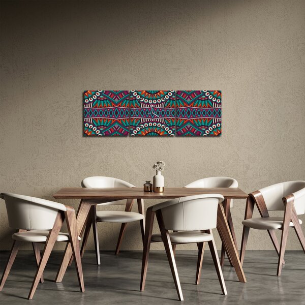 Obraz abstrakcji ozdobnej (z zegarem) (90x30 cm)