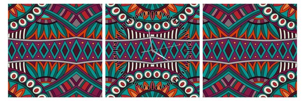 Obraz abstrakcji ozdobnej (z zegarem) (90x30 cm)