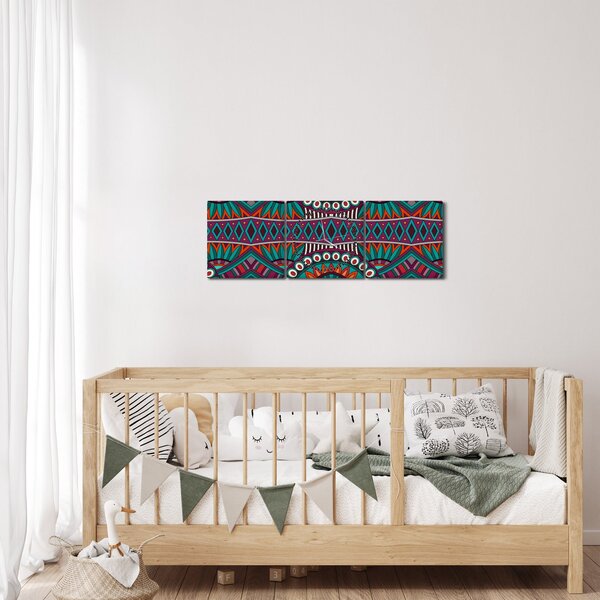 Obraz abstrakcji ozdobnej (z zegarem) (90x30 cm)