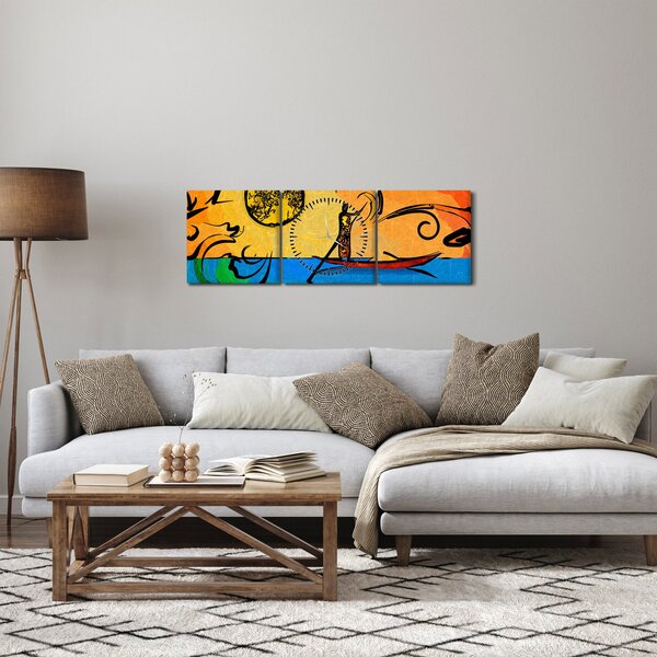 Obraz starożytnego obrazu (z zegarem) (90x30 cm)