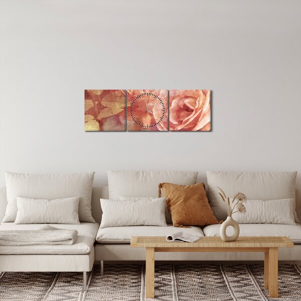Obraz róż (z zegarem) (90x30 cm)