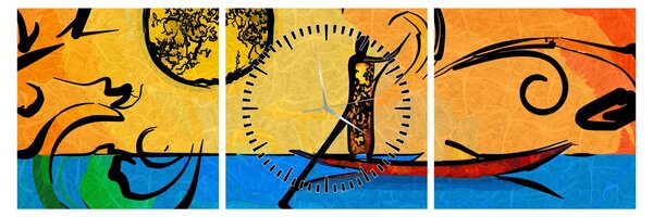 Obraz starożytnego obrazu (z zegarem) (90x30 cm)