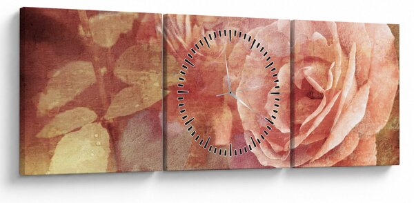 Obraz róż (z zegarem) (90x30 cm)