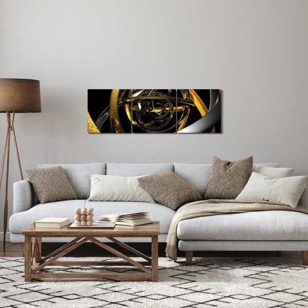 Obraz nowoczesnej abstrakcji (z zegarem) (90x30 cm)