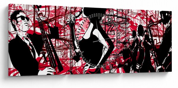 Obraz - Jazz (z zegarem) (90x30 cm)