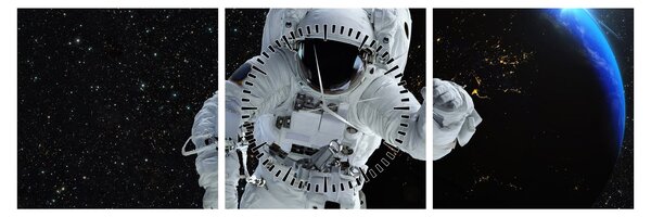 Obraz - Astronauta w kosmosie (z zegarem) (90x30 cm)