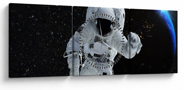 Obraz - Astronauta w kosmosie (z zegarem) (90x30 cm)