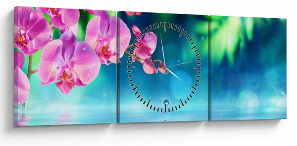 Obraz - Orchidea (z zegarem) (90x30 cm)