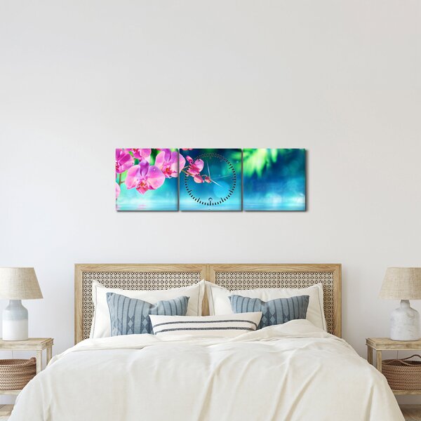 Obraz - Orchidea (z zegarem) (90x30 cm)