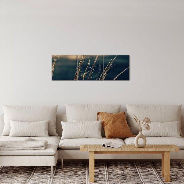 Obraz traw (z zegarem) (90x30 cm)