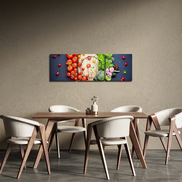 Obraz - Stół pełen warzyw (z zegarem) (90x30 cm)