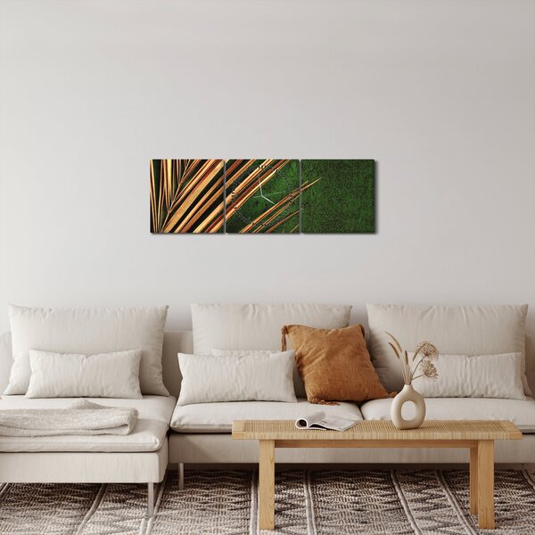Obraz z liściem (z zegarem) (90x30 cm)