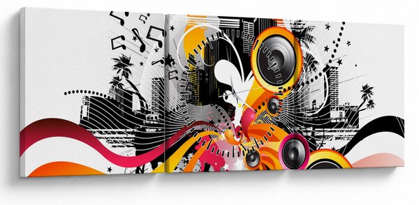 Obraz - Muzyka (z zegarem) (90x30 cm)
