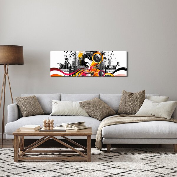 Obraz - Muzyka (z zegarem) (90x30 cm)