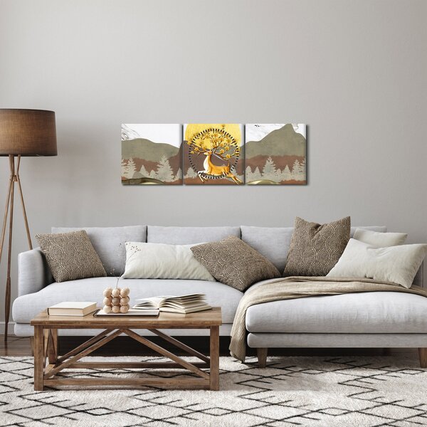 Obraz jelenia (z zegarem) (90x30 cm)