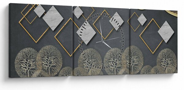 Obraz abstrakcji (z zegarem) (90x30 cm)