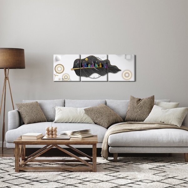 Obraz abstrakcji (z zegarem) (90x30 cm)
