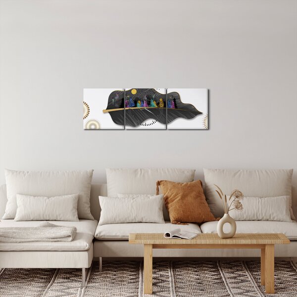 Obraz abstrakcji (z zegarem) (90x30 cm)