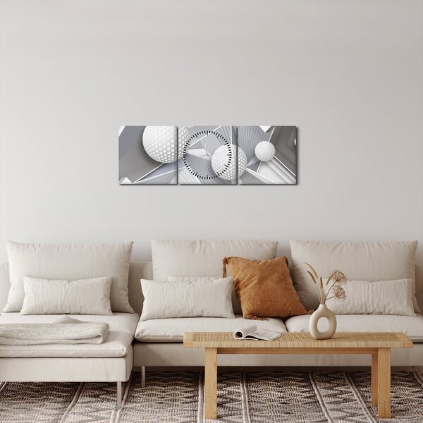 Geometryczny abstrakcyjny obraz (z zegarem) (90x30 cm)