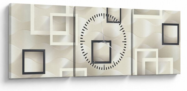 Geometryczny abstrakcyjny obraz (z zegarem) (90x30 cm)