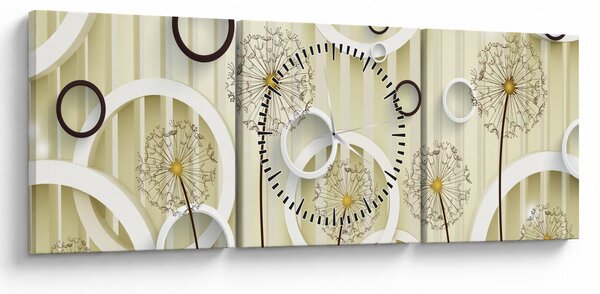 Abstrakcyjny obraz z dmuchawcami (z zegarem) (90x30 cm)