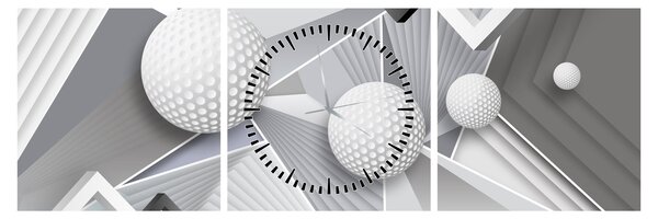 Geometryczny abstrakcyjny obraz (z zegarem) (90x30 cm)