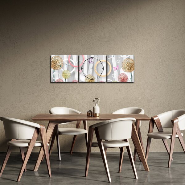 Abstrakcyjny obraz z dmuchawcami (z zegarem) (90x30 cm)