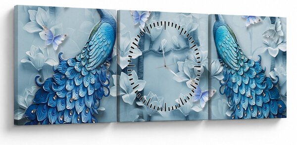 Obraz pawi (z zegarem) (90x30 cm)