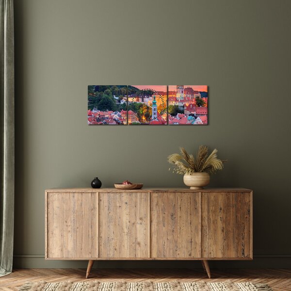 Obraz - Český Krumlov (z zegarem) (90x30 cm)