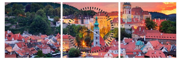Obraz - Český Krumlov (z zegarem) (90x30 cm)